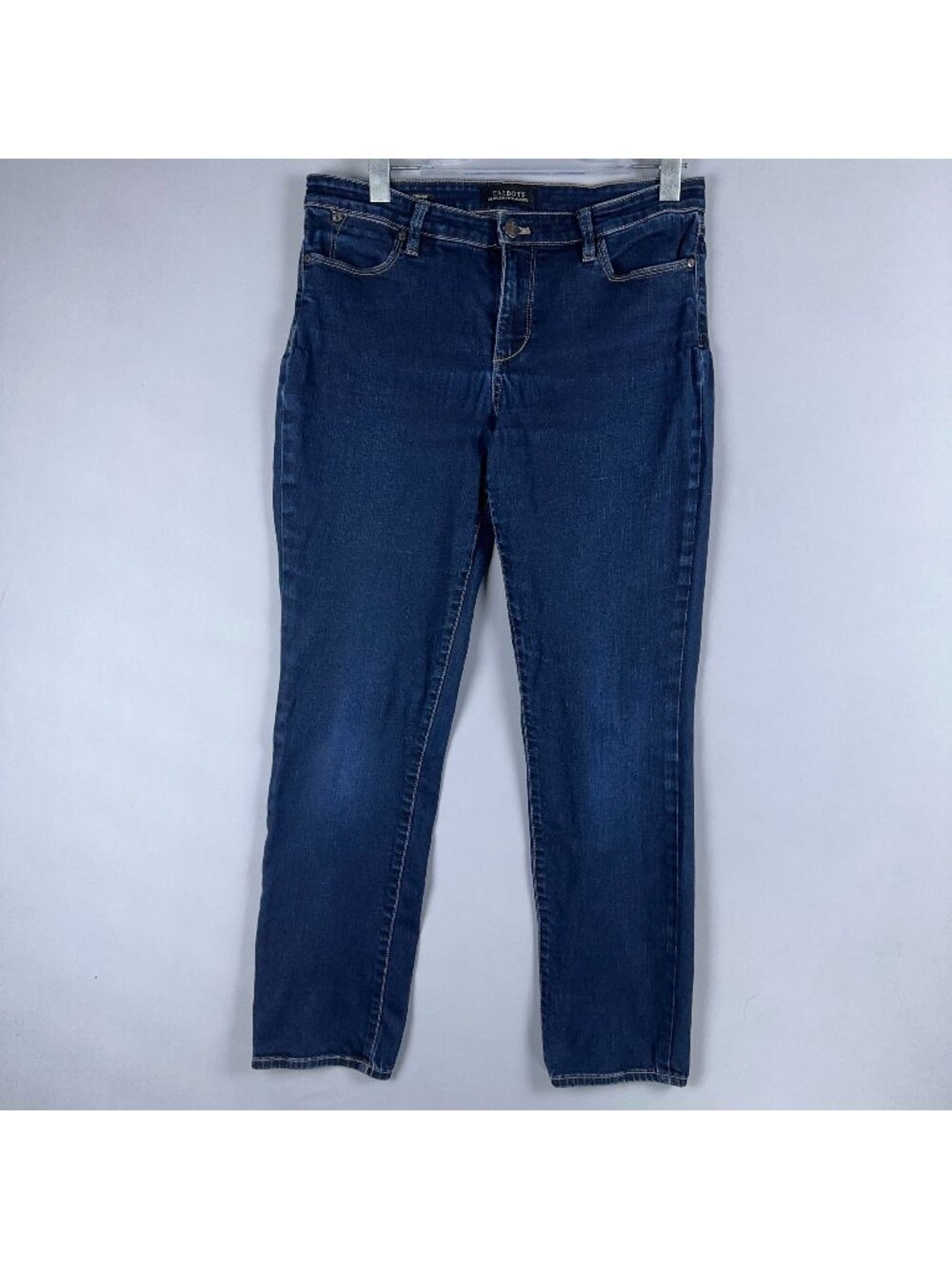 Talbots Flawless Five Pocket Jeans Size 10 Straight Leg Blue Dark Wash 100% Cott